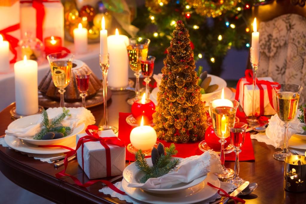 Traditionally decorated christmas table